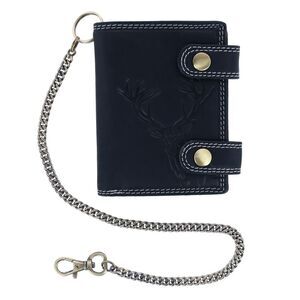 CTM Men's Leather Deer Zip Around RFID Chain Wallet